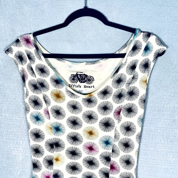 Effie’s Heart Dress Womens S Multicolor Cotton Blend Fit Flare Polka Dot - Picture 4 of 13